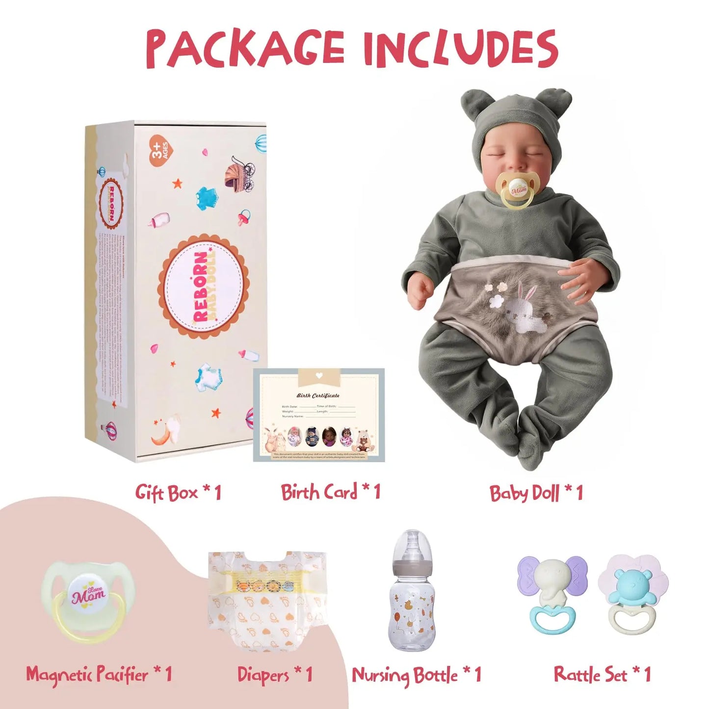 17-Inch Lifelike Reborn Baby Boy Doll | Realistic Baby Toy