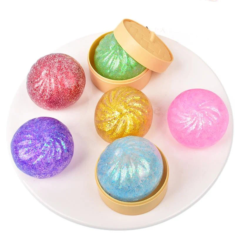 Mini Squishy Dumpling Fidget Toy | Squeezable Stress Relief Bun