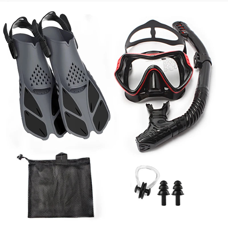 5PCS Snorkeling Set | Dive Mask, Snorkel & Adjustable Fins