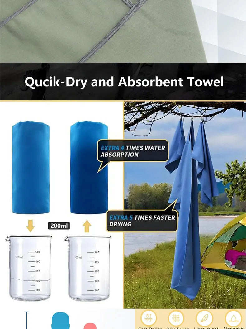 Quick-Drying Microfiber Camping Towel | Super Absorbent Travel Towel