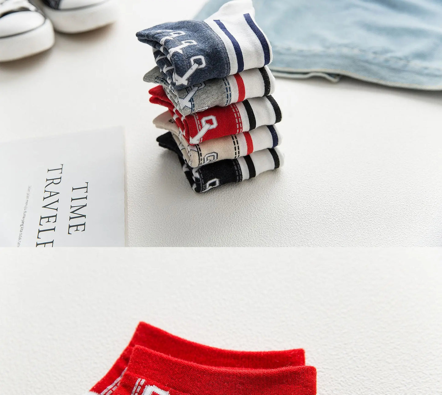 Men's Casual Denim Pattern Socks | Stylish Ankle Comfort