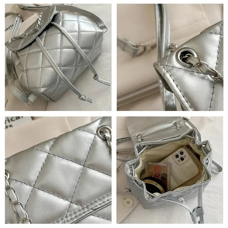 Bolso de hombro informal de verano con diseño de cuadros y gran capacidad