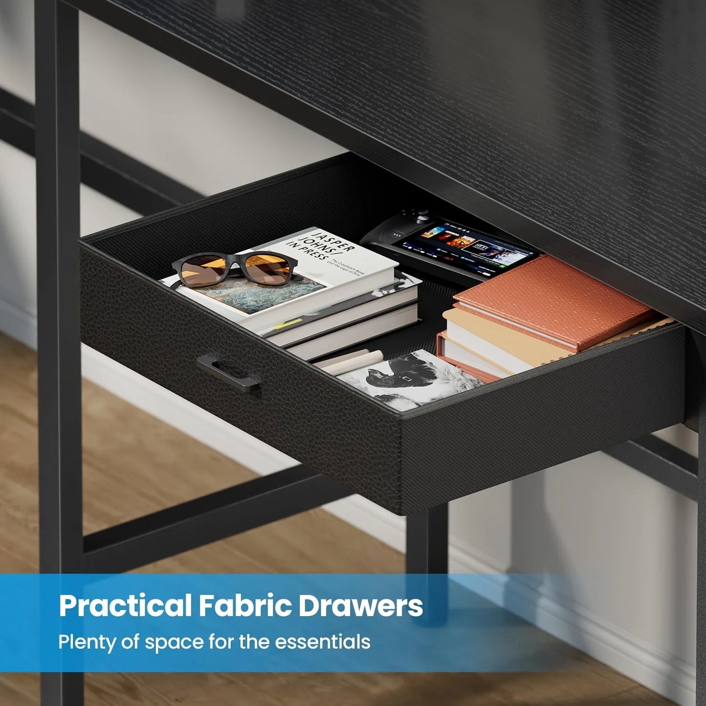 Versatile L Shaped Reversible Computer Desk with LED Lights