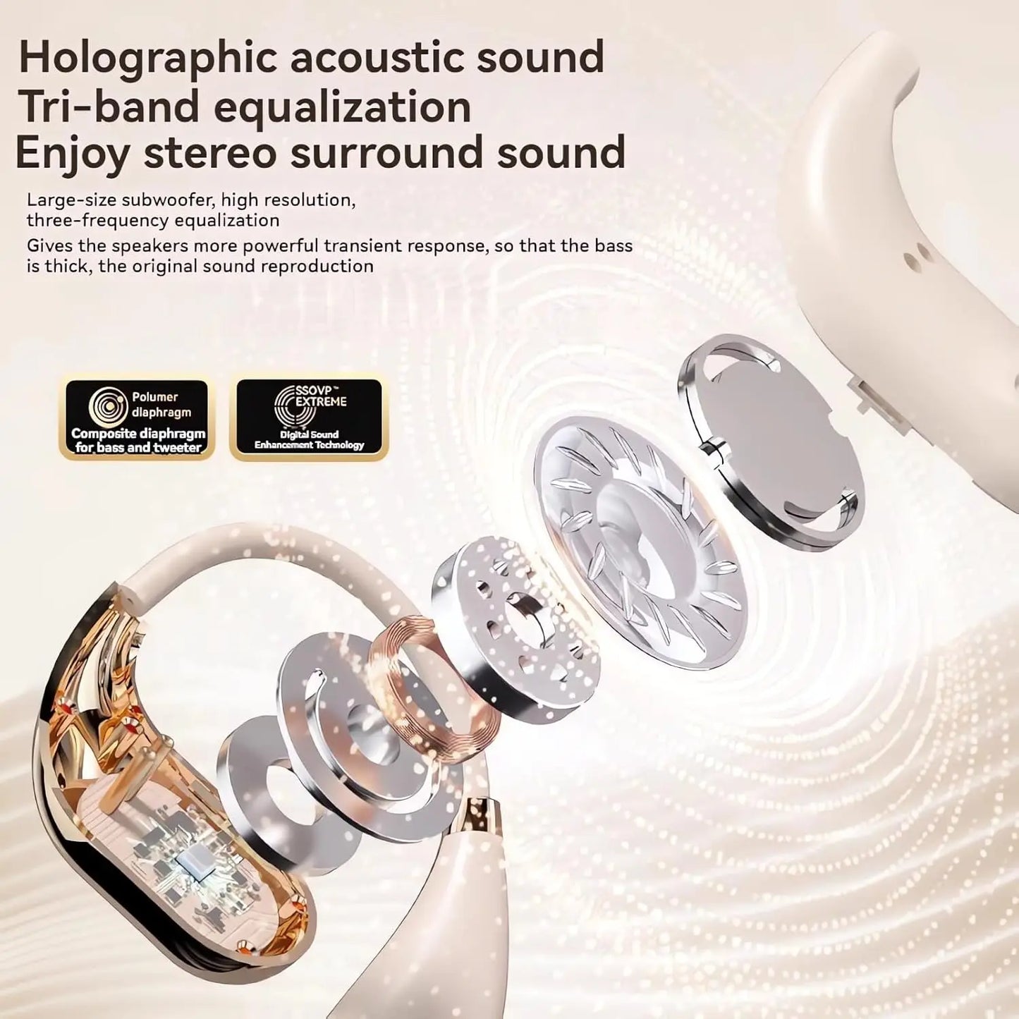 AI Translation Earbuds | Bluetooth 5.3 Open Ear Headphones