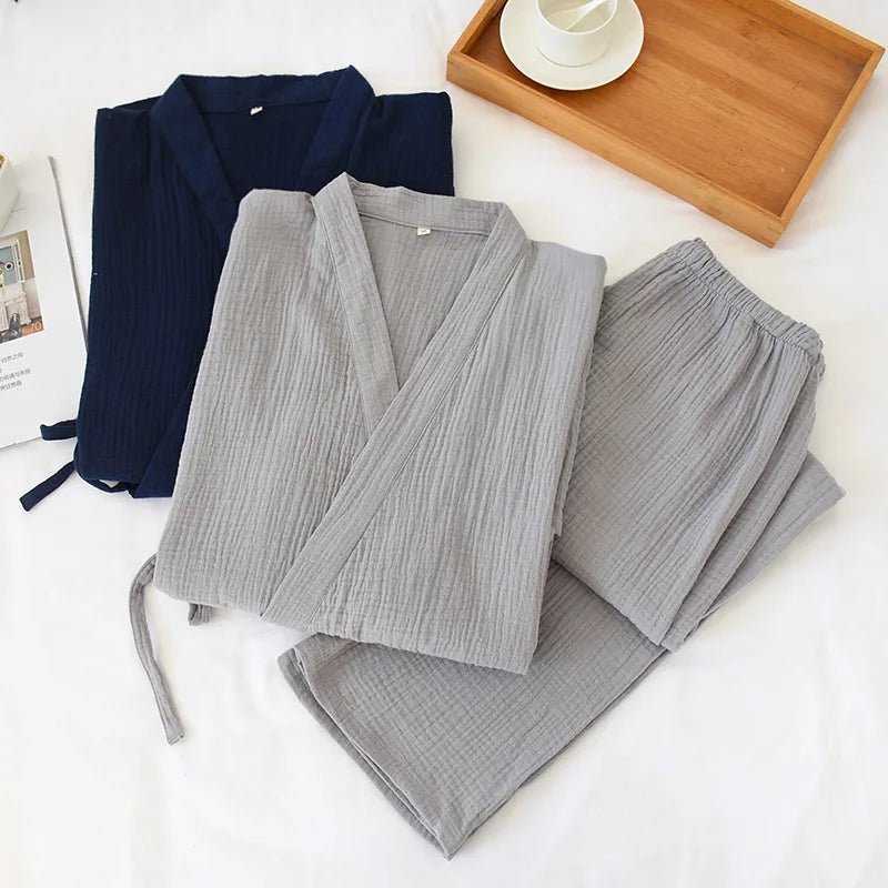 Men's Plus Size Cotton Kimono Pajamas | Stylish Comfort Homewear