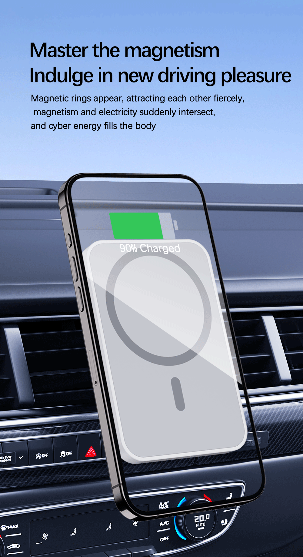 Magnetic Car Wireless Charger | Fast Charging Phone Holder Stand