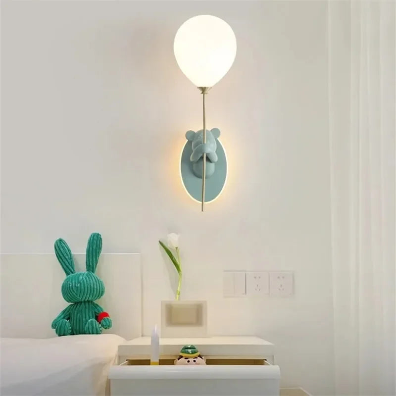 Lámpara de pared de oso creativo | Lámpara suave de globo de dibujos animados para habitaciones infantiles