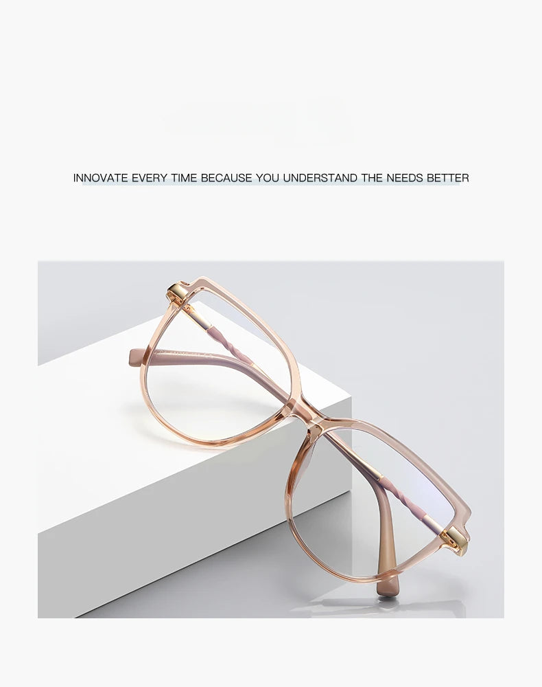 VICKY Stylish Large Frame Simple Geometric Design Anti-blue Light Reading Glasses Customized Prescription Available PFD2210
