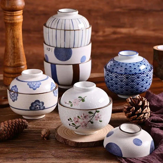 Olla de estofado de cerámica vintage con tapa | Vajilla japonesa elegante