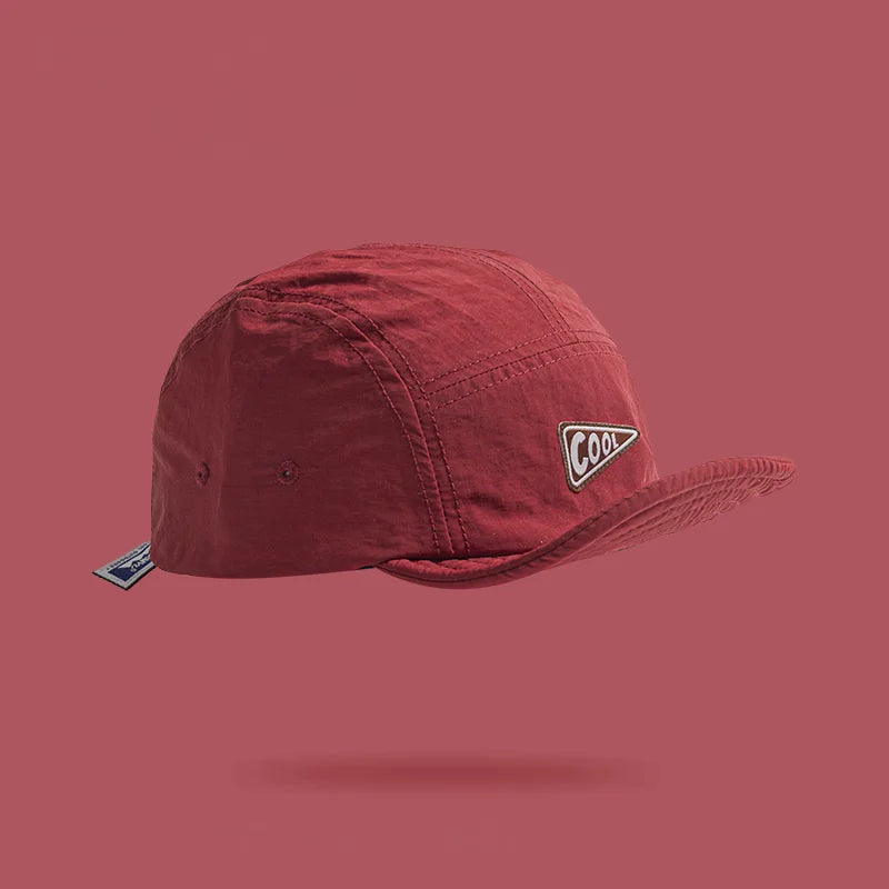 Unisex Vintage 5 Panel Embroidered Short Brim Cap | Quick Dry Hat