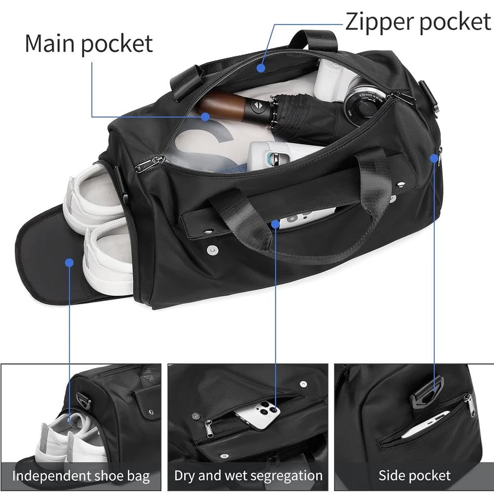 Versatile Gym Bag with Shoe & Wet Compartment for Travel & Sports