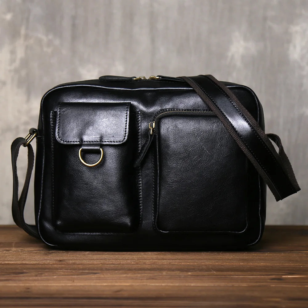 Retro Handcrafted Leather Men's Crossbody Bag | Versatile Fashion