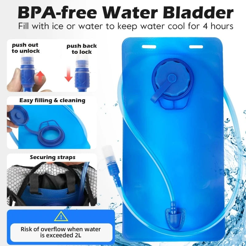 Lightweight Hydration Backpack | 2L Water Bladder For Outdoor Adventures