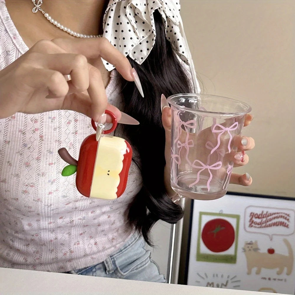 Bonita funda protectora para AirPods con forma de manzana verde en 3D | Divertida funda para auriculares