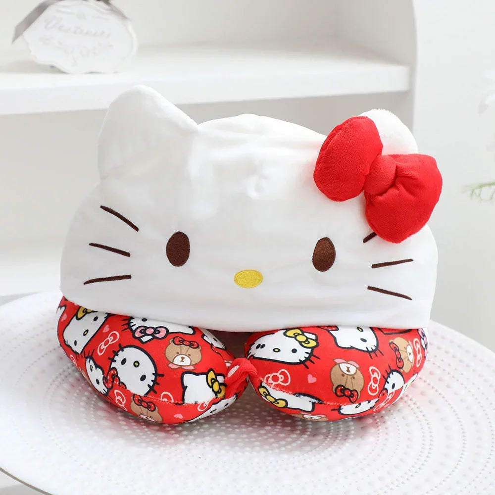 Kawaii Kitty Style Hooded U-Shaped Neck Pillow | Travel Nap Pillow