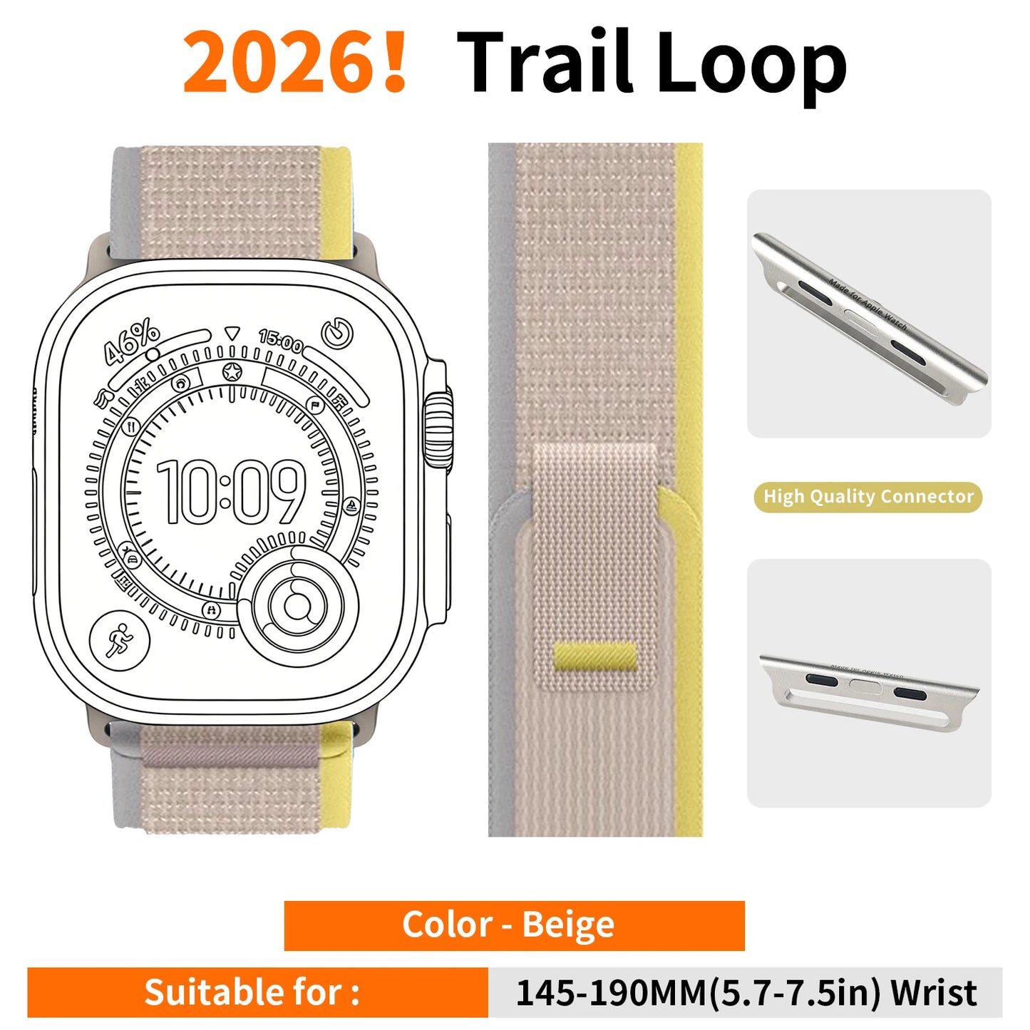 High-Quality Nylon Strap for Smartwatches | Natural Titanium Finish