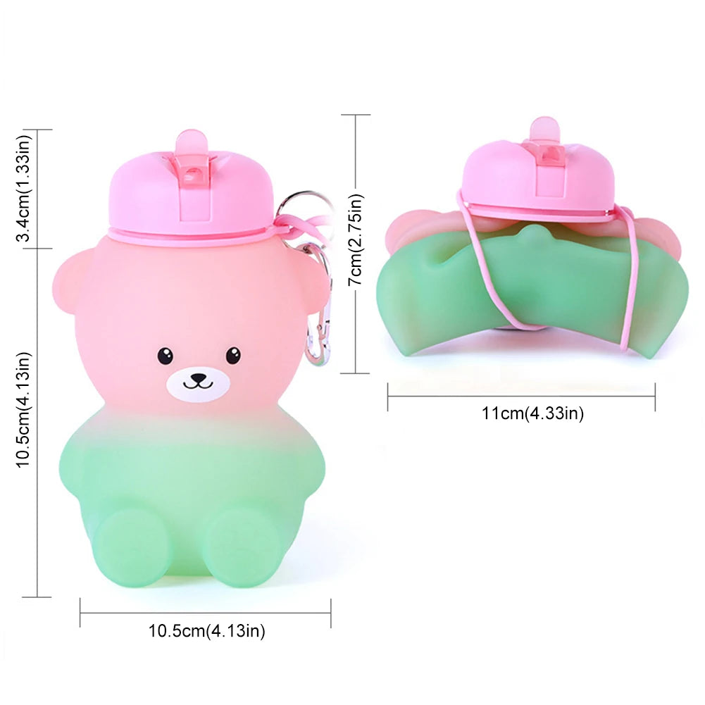600ml Collapsible Water Bottle | Cute Bear Water Bottle for Sports