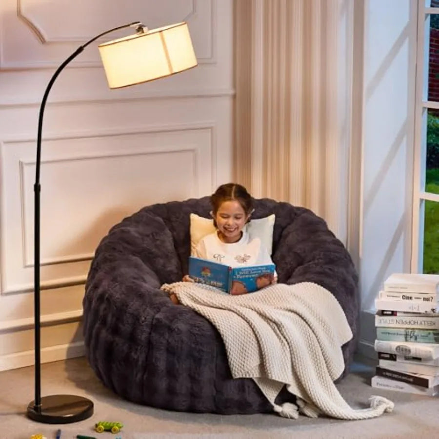 Puf gigante en forma de dónut | Comodidad suave en gris oscuro