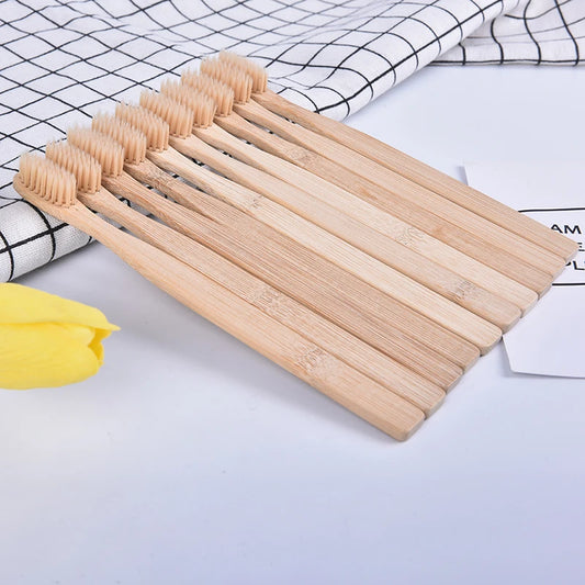 Set de cepillos de dientes de carbón de bambú ecológico | 10 unidades para el cuidado bucal