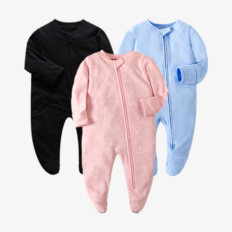 Unisex Newborn Cotton Footed Pajamas | Comfortable Long Sleeve Romper