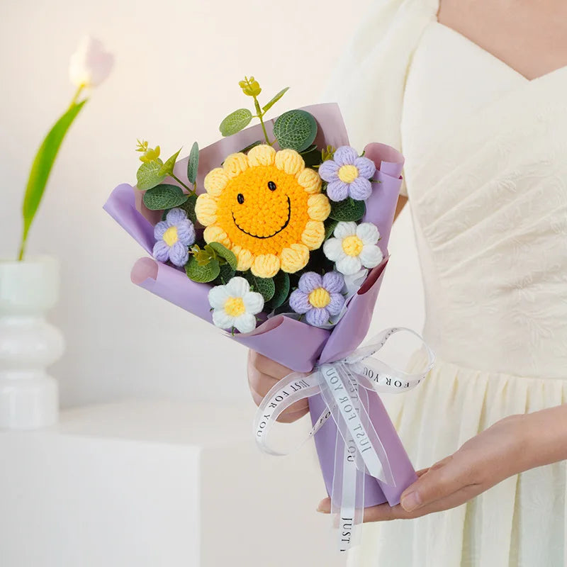 Ramo de Flores de Ganchillo de Hilo Hecho a Mano | Decoración Floral Eterna