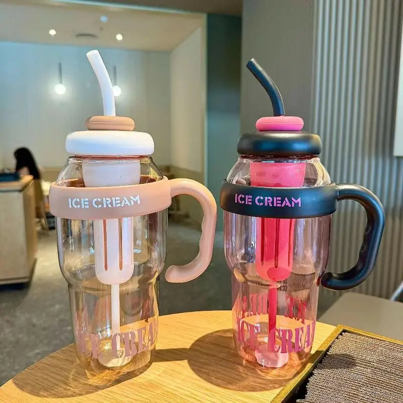 1300ML Plastic Water Bottle with Straw for Kids Large Capacity Cute Cup School Travel Outdoor