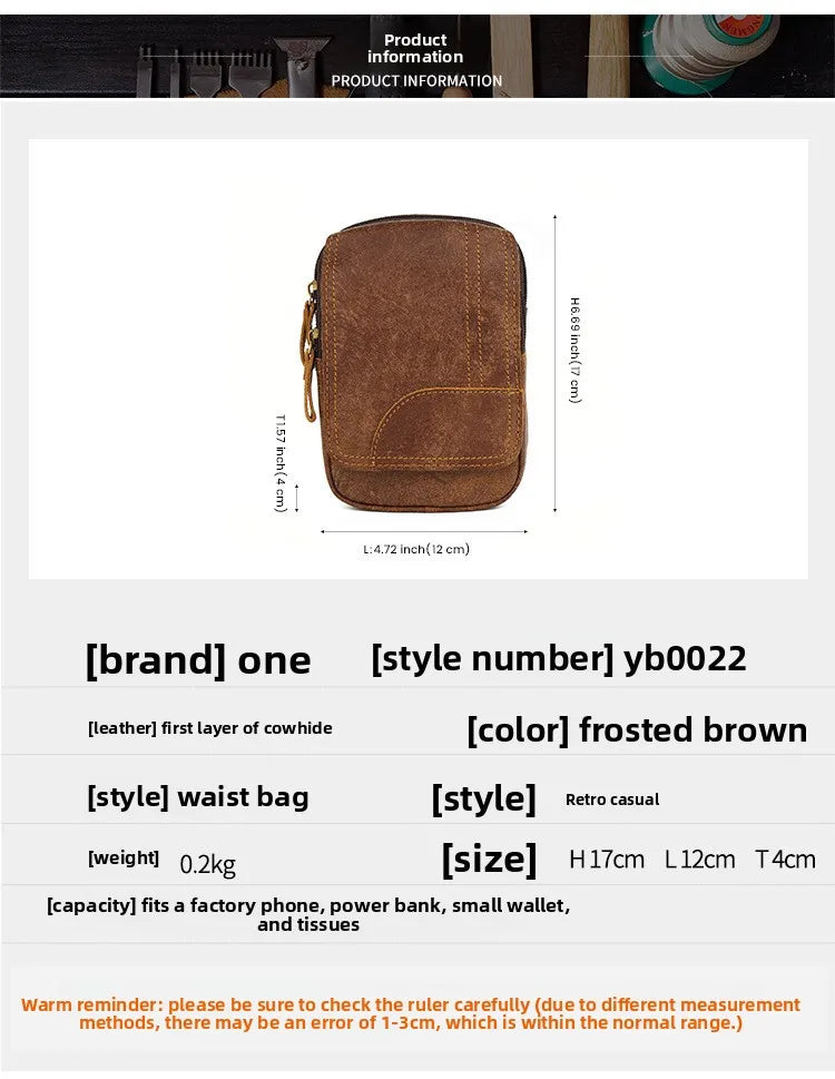 Men's Vintage Leather Waist Bag | Stylish Outdoor Sports Pack