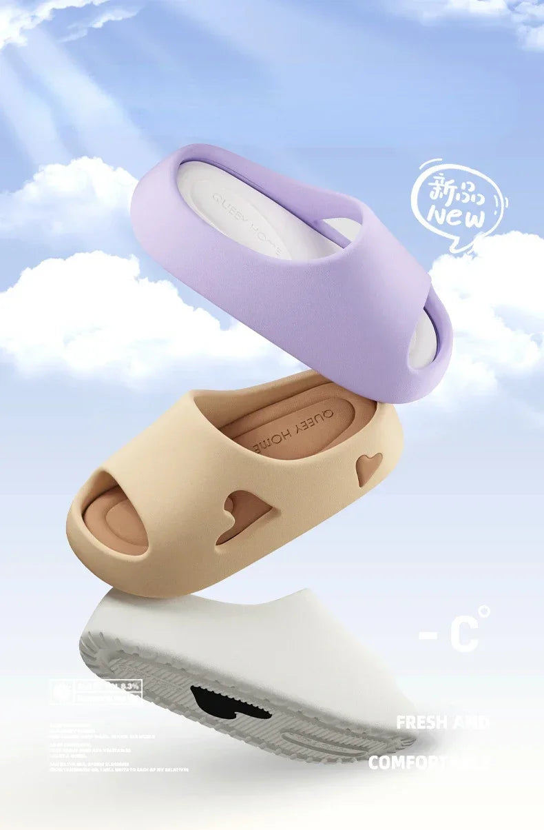 Women's Heart Platform Cloud Slippers | Soft Indoor & Outdoor Sandals