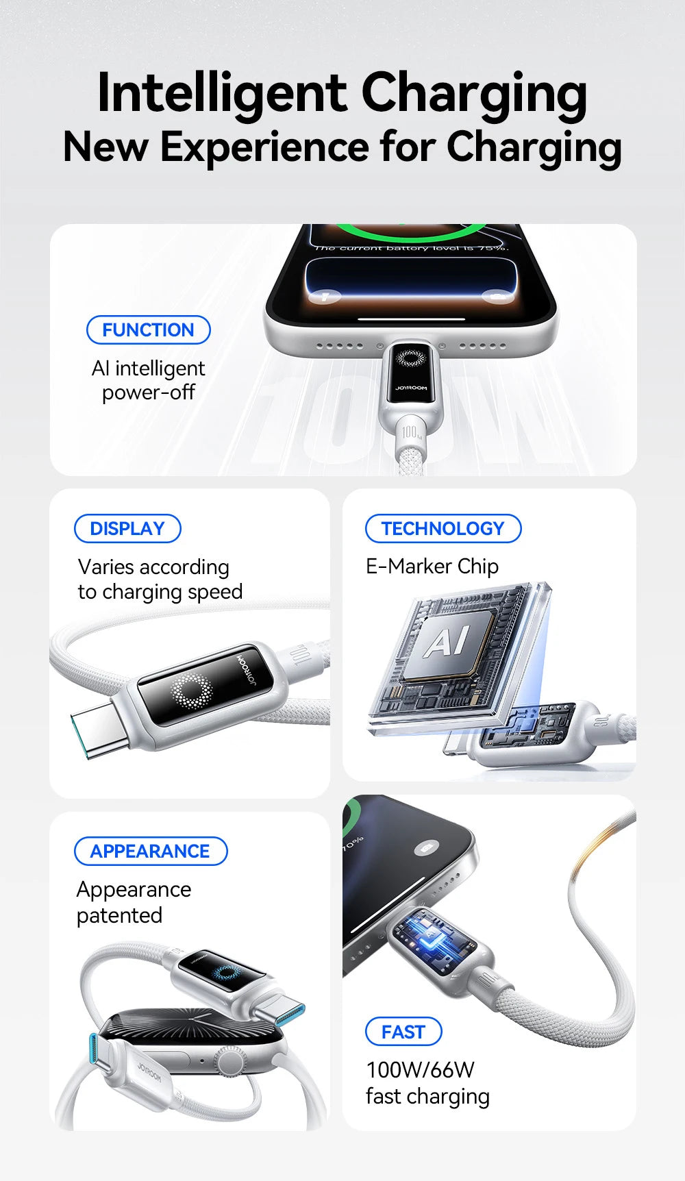 100W Fast Charge USB C Cable | Automatic Power Off Charging