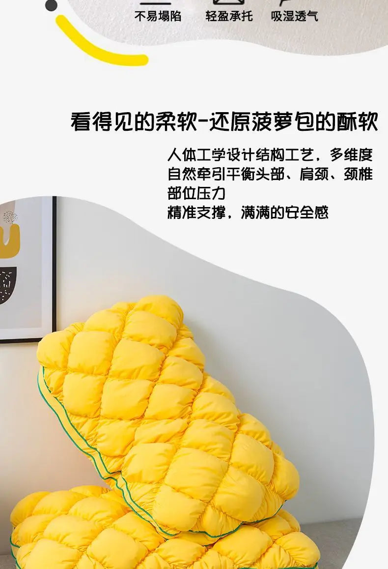 Soft Pineapple Bread Pillow | Fluffy Neck Support for Sleep
