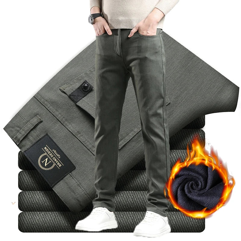 Men's Winter Fleece Pants | Thick Warm Casual Velvet Trousers