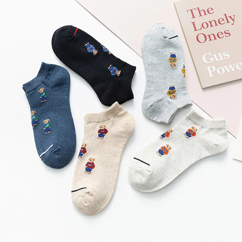 Men's Cartoon Bear Ankle Socks | Fun & Stylish Footwear