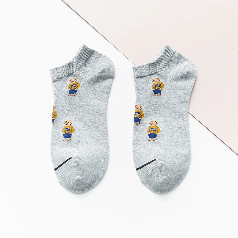 Men's Cartoon Bear Ankle Socks | Fun & Stylish Footwear