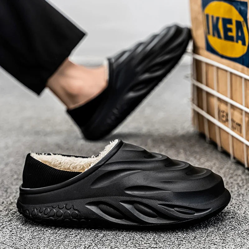 Men’s Velvet-Lined Winter Slippers | Cozy Non-Slip House Shoes