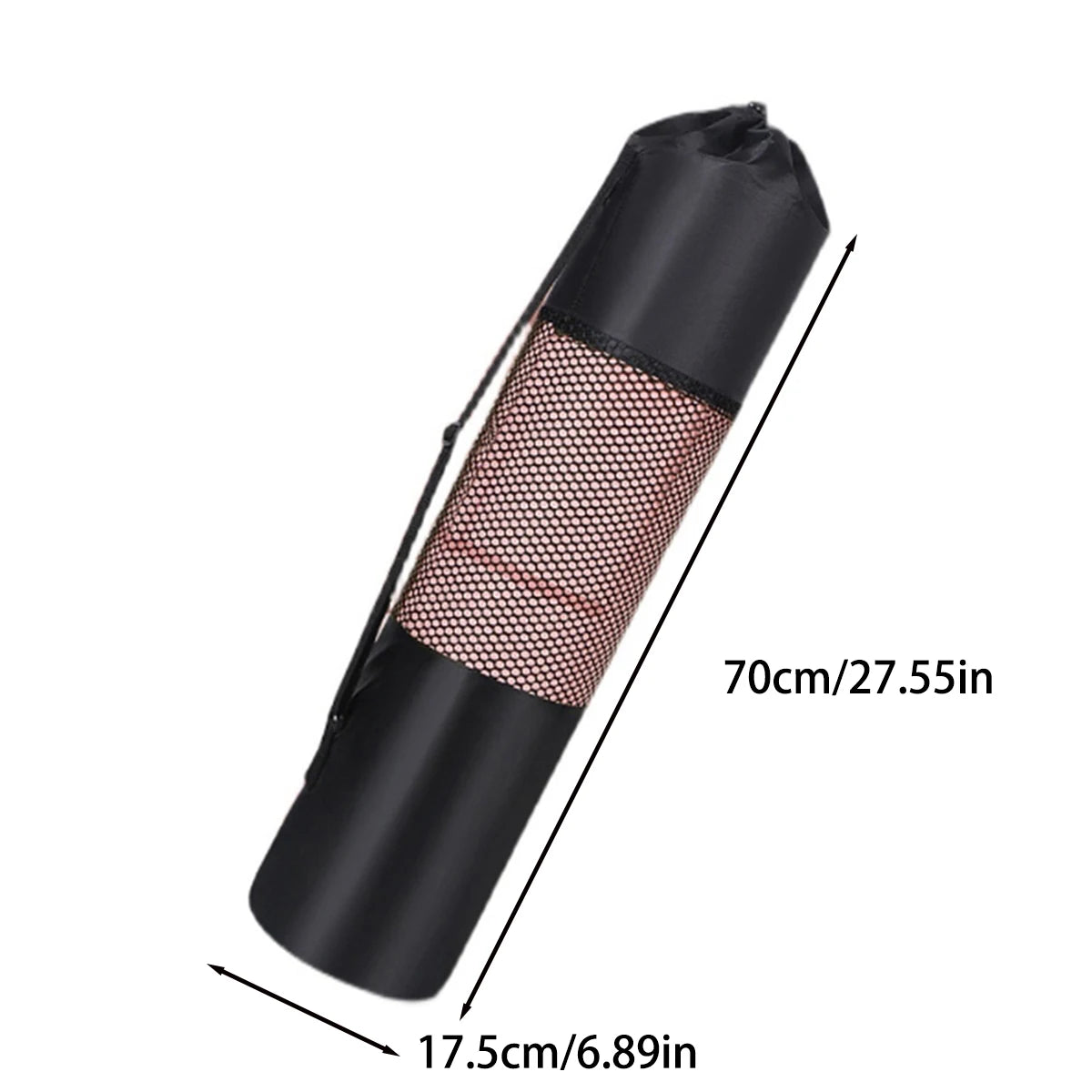 Durable Yoga Mat Storage Mesh Bag with Shoulder Strap – Black
