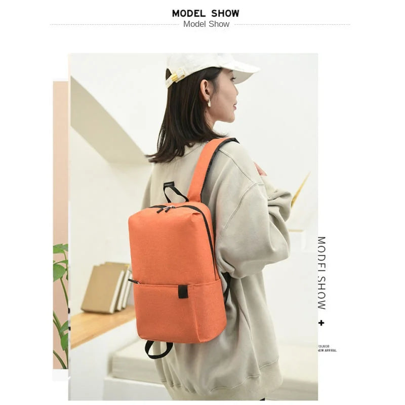 Solid color backpack colorful outdoor student bag small backpack travel bag training class school bag