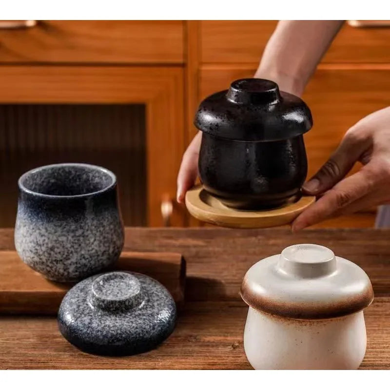 Japanese Ceramic Small Stew Pot Set | Creative Tableware for One