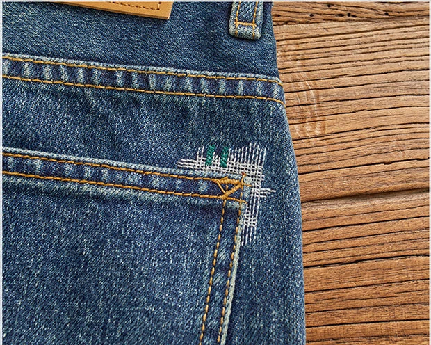 Men's Ripped Vintage Jeans | Casual Heavy Straight Leg Denim