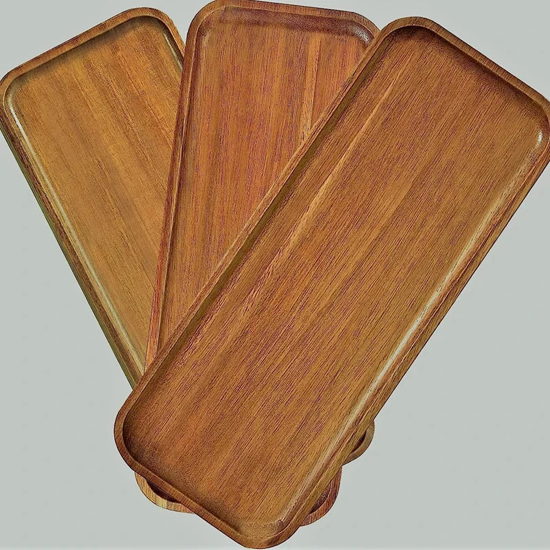 Bandeja de Madera Estilo Japonés | Elegantes Opciones Redondas y Rectangulares