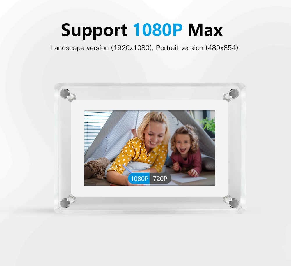 5-Inch Acrylic Digital Photo Frame | USB Charging & Video Playback