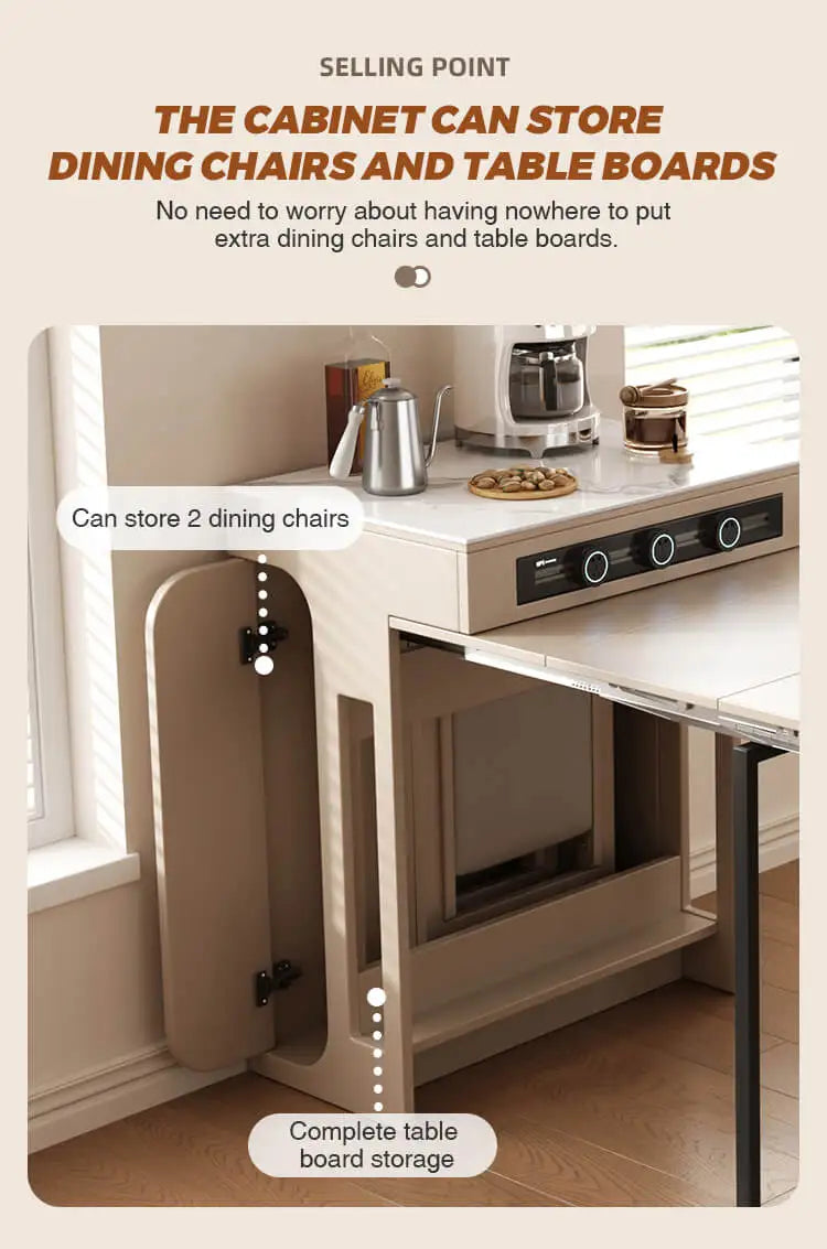 Space Saving Retractable Dining Table | Modern Wooden Design