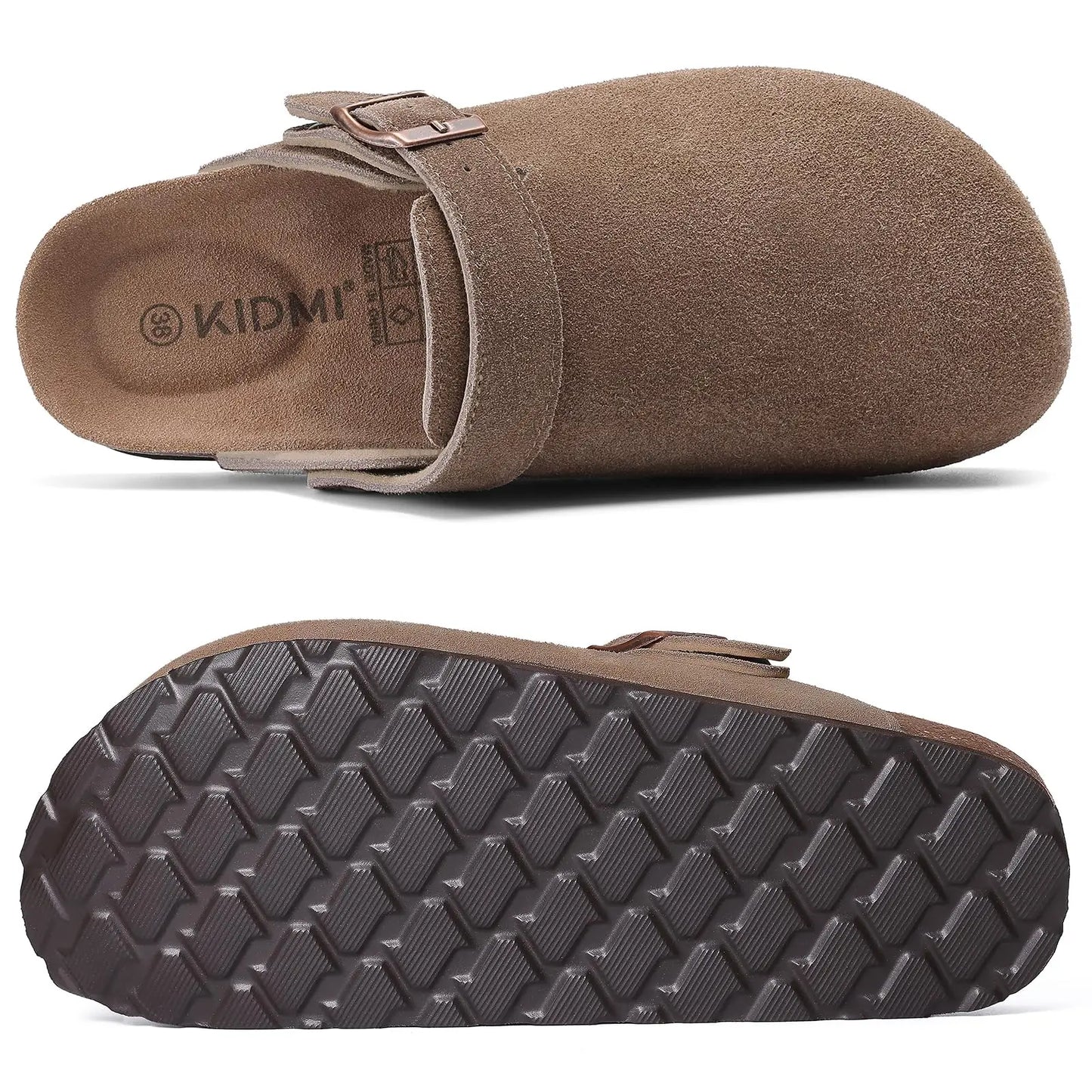 Women's Genuine Leather Clogs with Cork Footbed | Slip-On Comfort Slippers