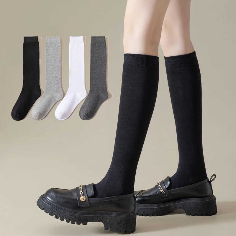 Trendy Women's Long Socks | Stylish Below-Knee Cotton Comfort