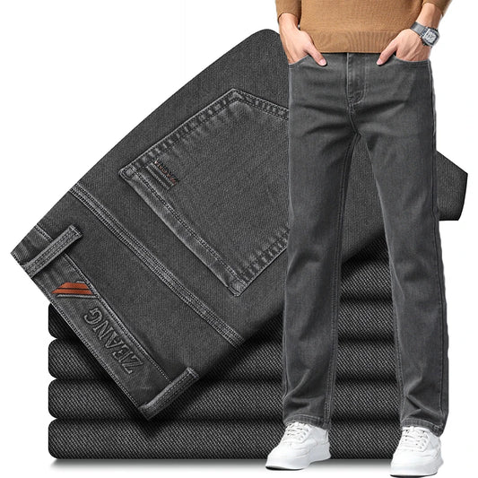 Men's Gray Jeans | Classic Straight Fit Casual Denim Trousers