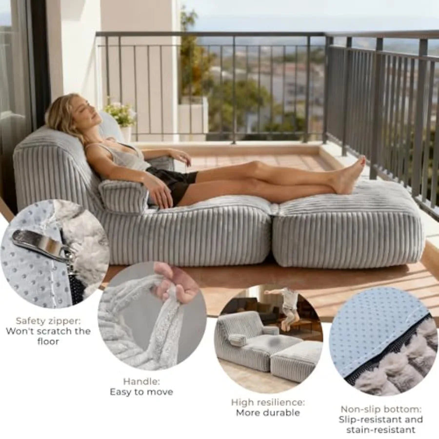 Puf Grande de Espuma Viscoelástica | Sillón Reclinable Cómodo para Todas las Edades