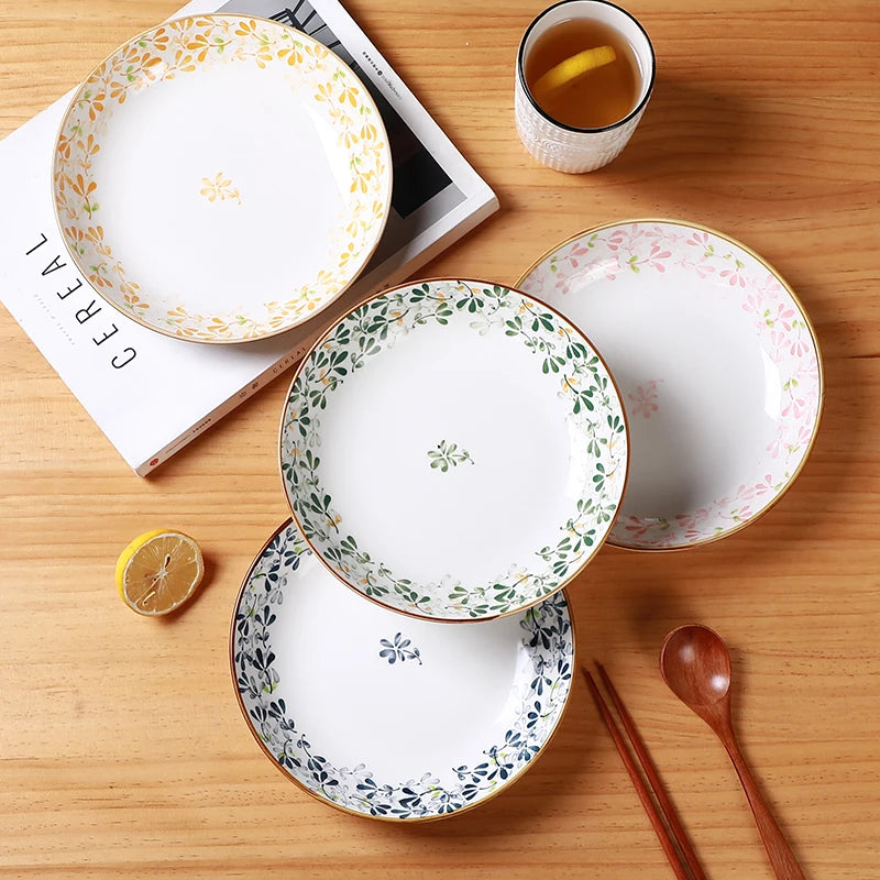 Set of 4 Floral Ceramic Plates | Stylish Tableware for All Occasions