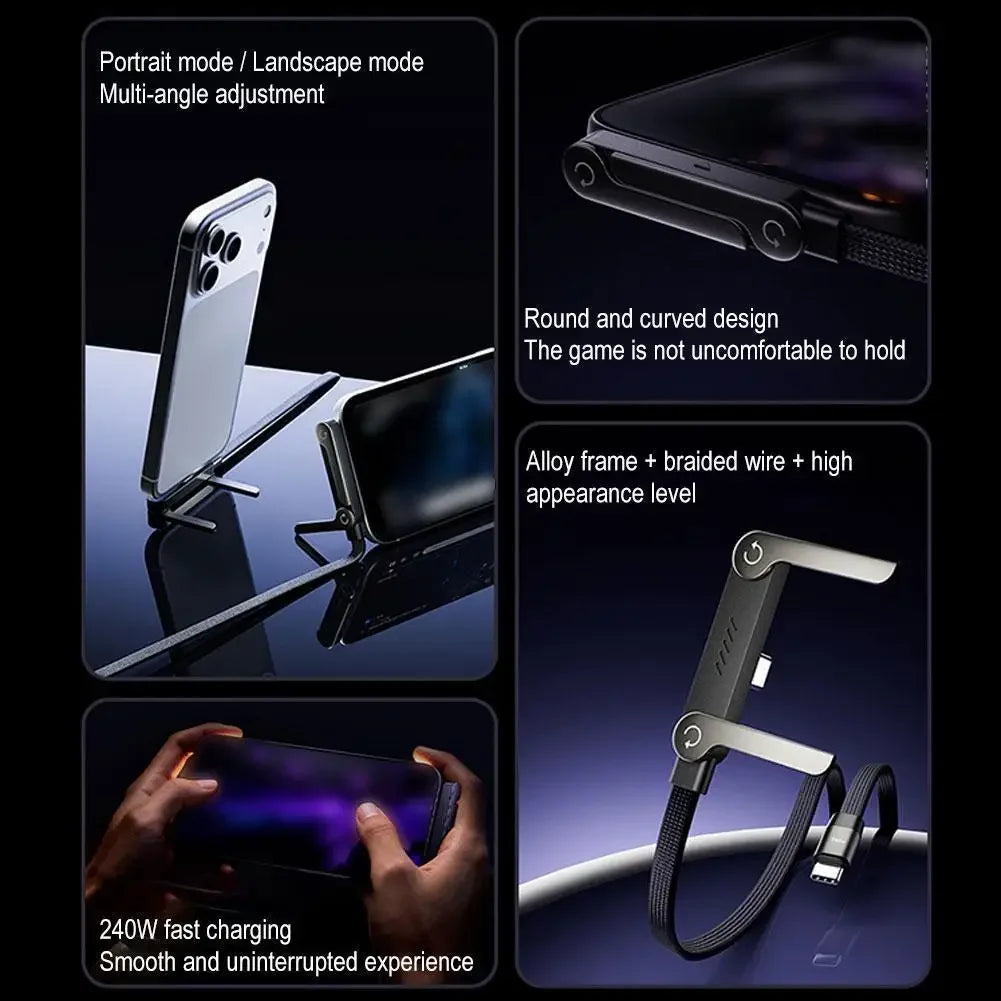 240W Fast Charging Type-C Cable with Phone Stand | Durable & Versatile