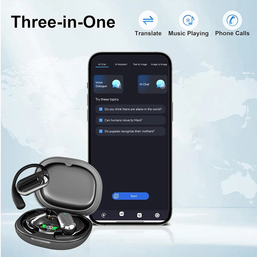 AI Translator Earbuds | Real-Time Voice Translator 144 Languages