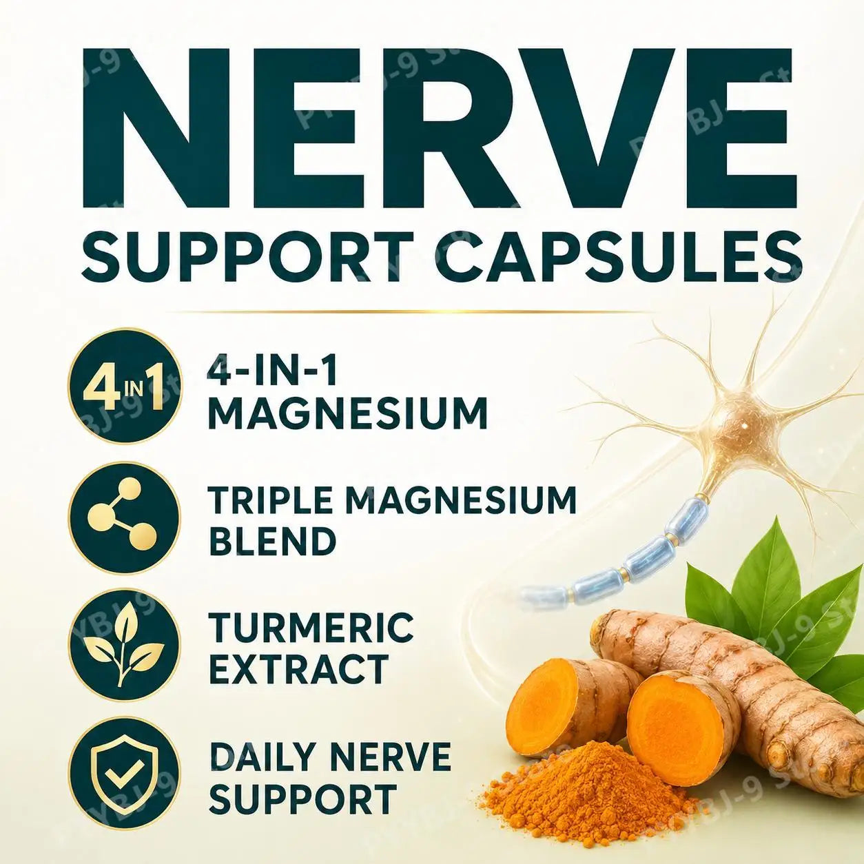 4-in-1 Nerve Support Capsules with Magnesium & Turmeric Extract