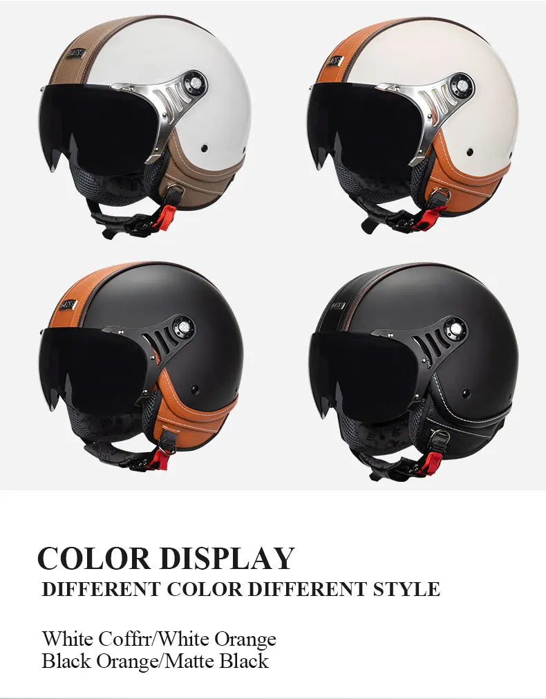 Half Face Double Lens Motorcycle Helmet | Stylish & Safe